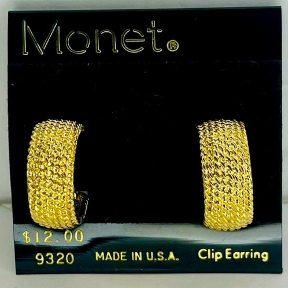 Gold-Colored Textured Half-Hoops by Monet